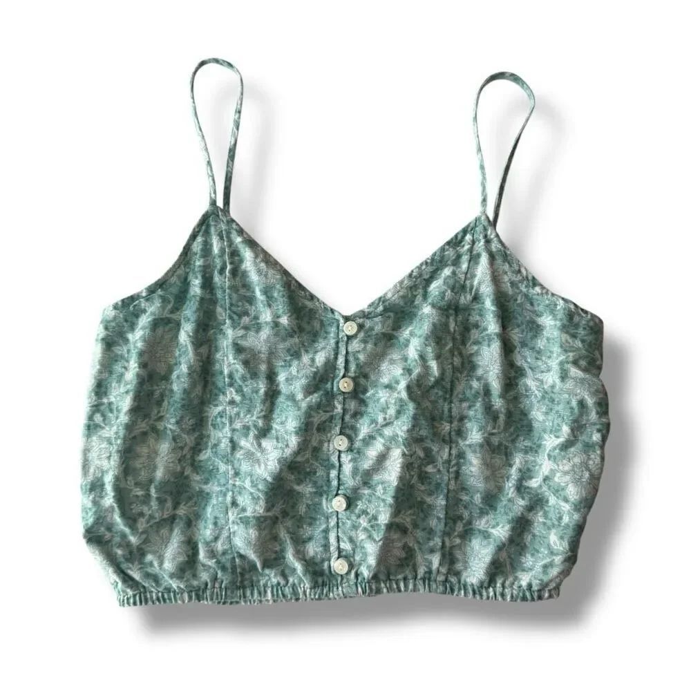 American Eagle Women's Floral Cropped Cami Tank Top (XS)